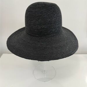 NWT Janessa Leone Black Straw Gwen Hat